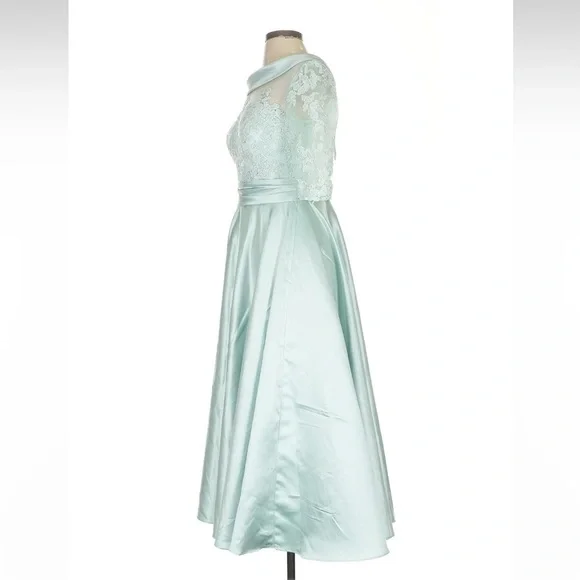 Missacc Mint Green Cocktail Lace Midi Dress Size 2 - Picture 4 of 4